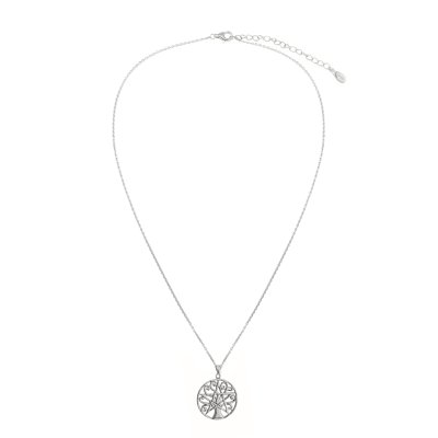 Sterling Silver Filigree Tree of Life Pendant With Chain 18 Inches