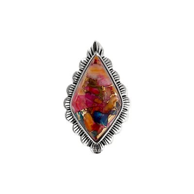 Sterling Silver Orange Dahlia Spiny Oyster Ring