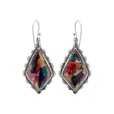 Sterling Silver Orange Dahlia Spiny Oyster Earrings