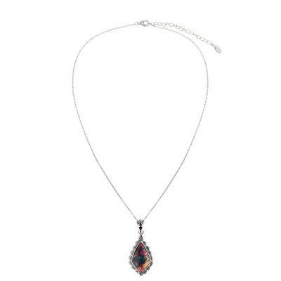 Sterling Silver Orange Dahlia Spiny Oyster With Chain 18 Inches