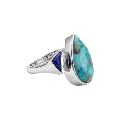 Sterling Silver Turquoise and Lapis Lazuli Ring