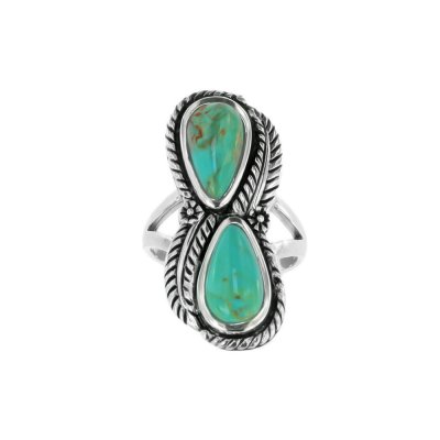 Sterling Silver Turquoise Leaf Ring