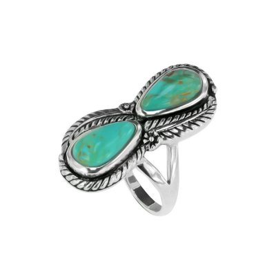 Sterling Silver Turquoise Leaf Ring
