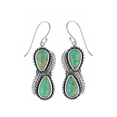 Sterling Silver Turquoise Leaf Earrings