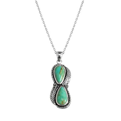 Sterling Silver Turquoise Leaf With Chain 18 Inches