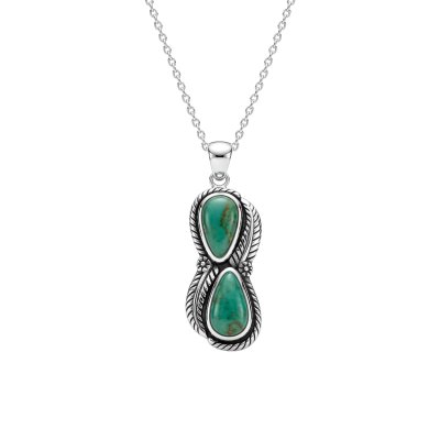 Sterling Silver Turquoise Leaf With Chain 18 Inches