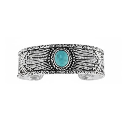 Sterling Silver Kingman Turquoise Men Cuff Bangle 8 Inches
