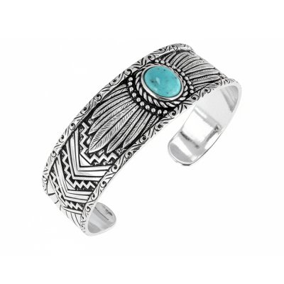 Sterling Silver Kingman Turquoise Men Cuff Bangle 8 Inches