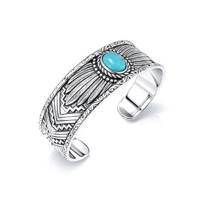 Sterling Silver Kingman Turquoise Men Cuff Bangle 8 Inches