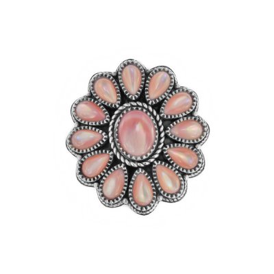 Sterling Silver Pink Shell Southwest Blossom Ring