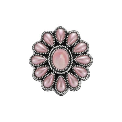 Sterling Silver Pink Shell Southwest Blossom Ring