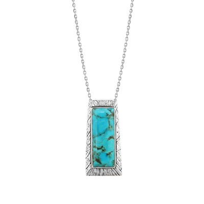 Sterling Silver Turquoise Pendant With Chain 18 Inches