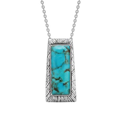 Sterling Silver Turquoise Pendant With Chain 18 Inches