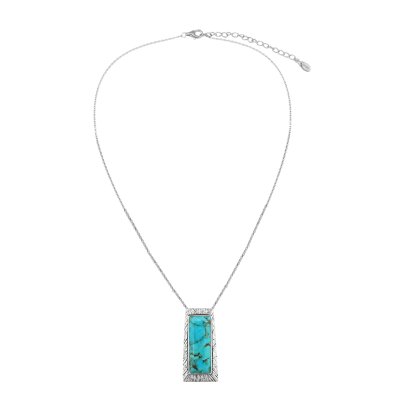 Sterling Silver Turquoise Pendant With Chain 18 Inches