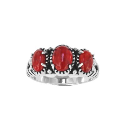 Sterling Silver Red Coral Ring