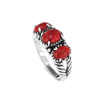 Sterling Silver Red Coral Ring