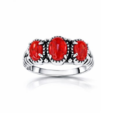 Sterling Silver Red Coral Ring