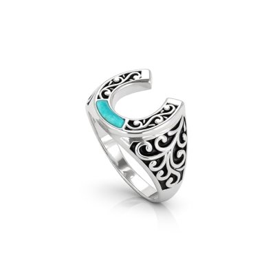 Sterling Silver Turquoise Horseshoe Ring