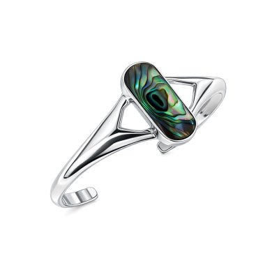 Sterling Silver Abalone Cuff Bracelet 7.5 Inches
