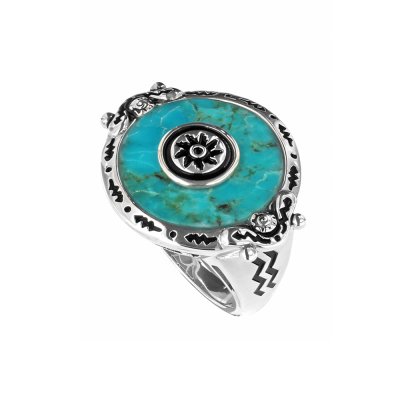 Sterling Silver Turquoise Motif Ring
