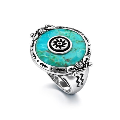 Sterling Silver Turquoise Motif Ring