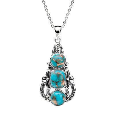 Sterling Silver Mohave Turquoise Pendant With Chain 18 Inches