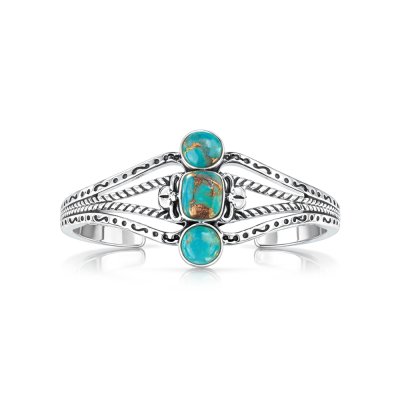 Sterling Silver Mohave Turquoise Cuff's Bracelet 7.5 Inches