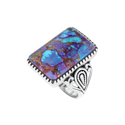 Sterling Silver Purple&Blue Turquoise Turquoise Ring