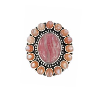 Sterling Silver Rhodochrosite & Pink Shell Ring