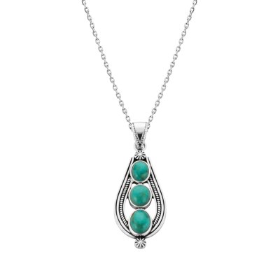 Sterling Silver Turquoise Pendant With Chain 18 Inches