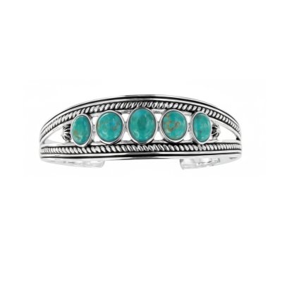 Sterling Silver Turquoise Cuff Bracelet 7.5 Inches