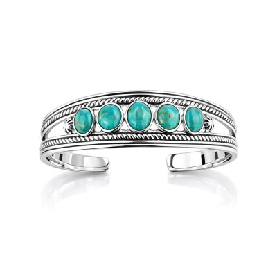 Sterling Silver Turquoise Cuff Bracelet 7.5 Inches