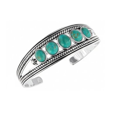 Sterling Silver Turquoise Cuff Bracelet 7.5 Inches