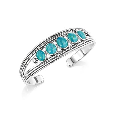 Sterling Silver Turquoise Cuff Bracelet 7.5 Inches