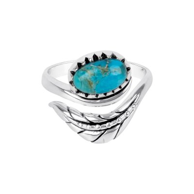 Sterling Silver Turquoise Leaf Ring