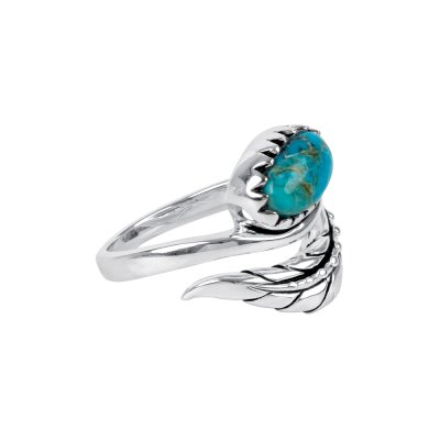 Sterling Silver Turquoise Leaf Ring