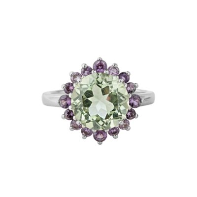 Sterling Silver Green Amethyst & Amethyst ring