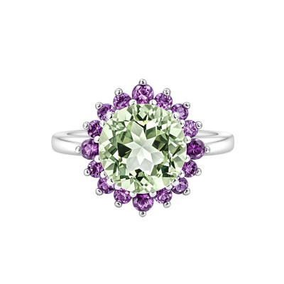 Sterling Silver Green Amethyst & Amethyst ring