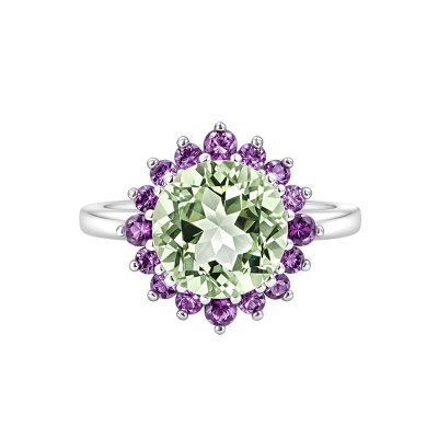 Sterling Silver Green Amethyst & Amethyst ring