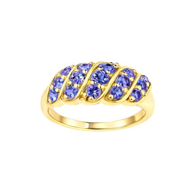 Sterling Silver Tanzanite Ring Over 18K Yellow Gold Plated