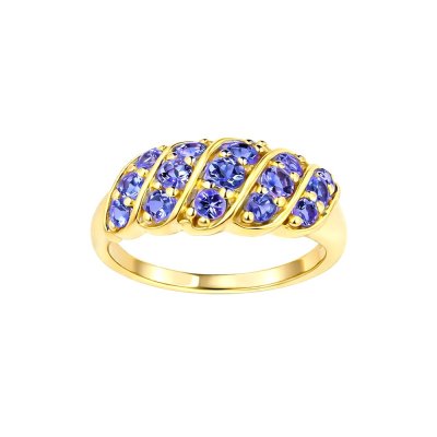 Sterling Silver Tanzanite Ring Over 18K Yellow Gold Plated