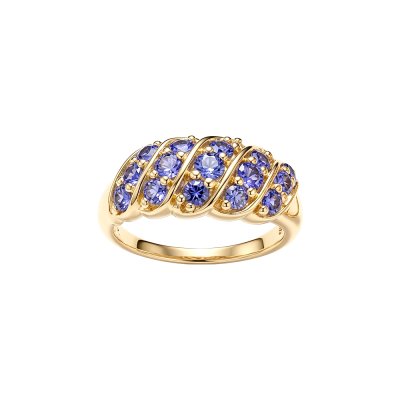 Sterling Silver Tanzanite Ring Over 18K Yellow Gold Plated