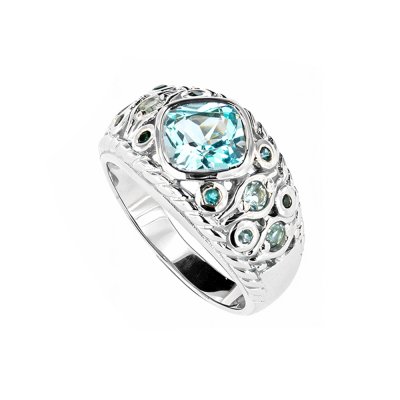 Sterling Silver Sky Blue Topaz & London Blue Topaz Ring