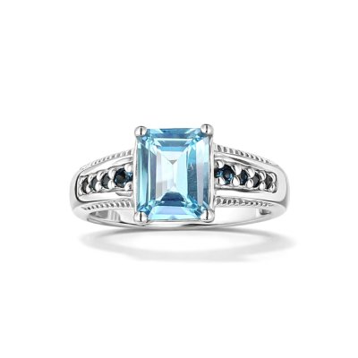Sterling Silver Sky Blue Topaz & Swiss Blue Topaz Ring