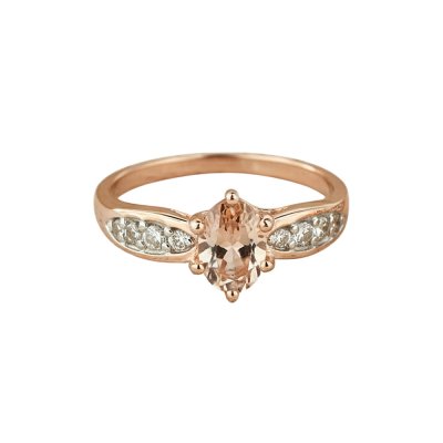 Sterling Silver Morganite Ring Over Rose Gold Plated