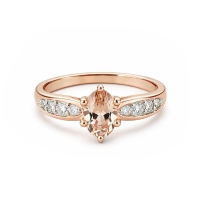 Sterling Silver Morganite Ring Over Rose Gold Plated