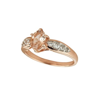 Sterling Silver Morganite Ring Over Rose Gold Plated