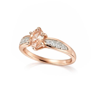 Sterling Silver Morganite Ring Over Rose Gold Plated
