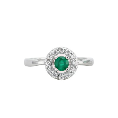 Sterling Silver Emerald & White Topaz Ring