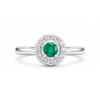 Sterling Silver Emerald & White Topaz Ring